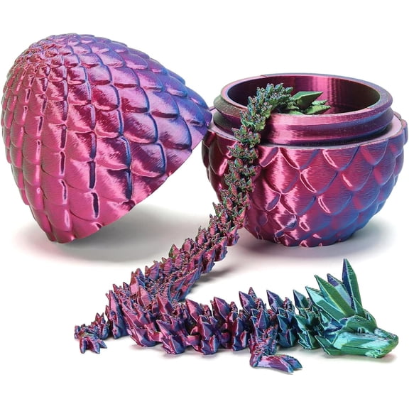 12" Legendary Crystal Dragon with Hatchable Egg - 3D Printed Mythical Beast - Articulated Dragon Toys for Fantasy Lovers, Gamers & Dragon Guardians
