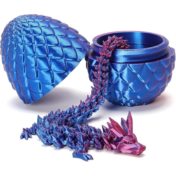 12" Legendary Crystal Dragon with Hatchable Egg - 3D Printed Mythical Beast - Articulated Dragon Toys for Fantasy Lovers, Gamers & Dragon Guardians