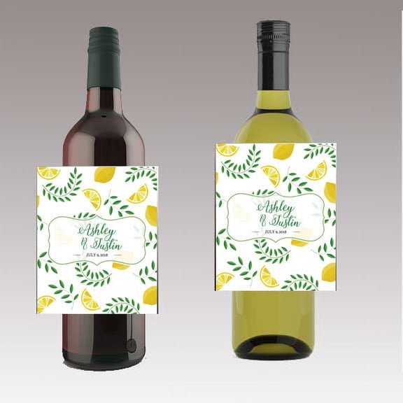 12 Lemonade & Laurel Leaves Wine / Beer Bottle labels Easy to Use Self Stick Labels