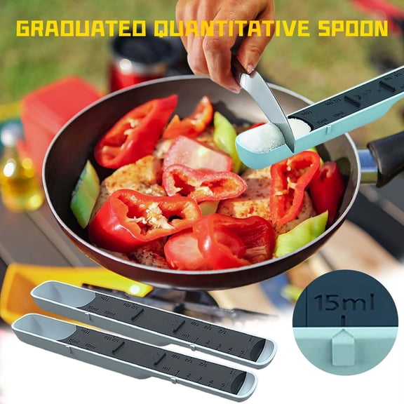 12-Level Adjustable Measuring Spoon - Plastic Kitchen Seasoning Tool with Sliding Plug for Dry and Wet Ingredients - Measures 1 ml to 15 ml, 1/4 tsp to 1 tbsp multicolor