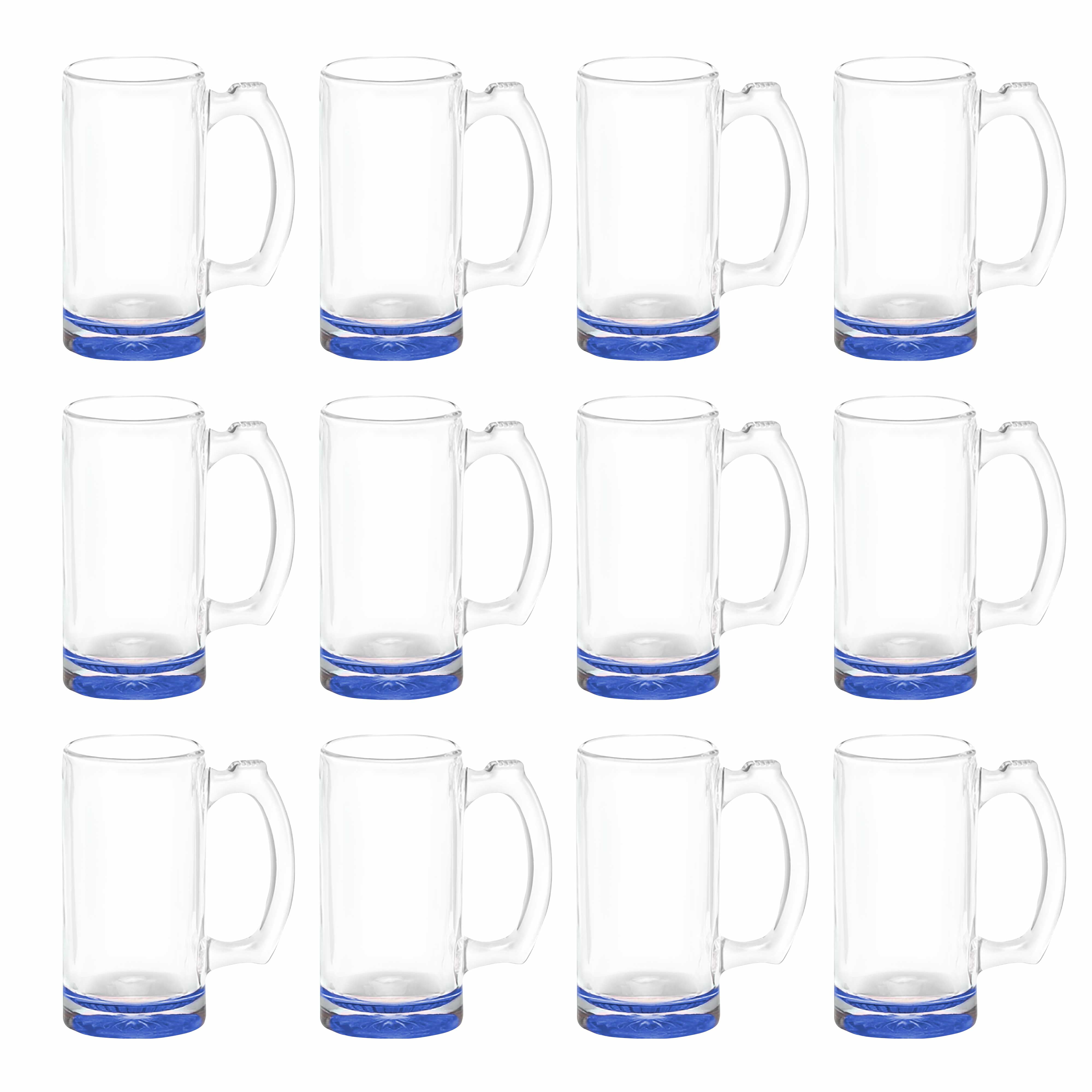 12 Libbey Beer Mugs Set, 12 oz. - Groomsmen Glassware - Blue