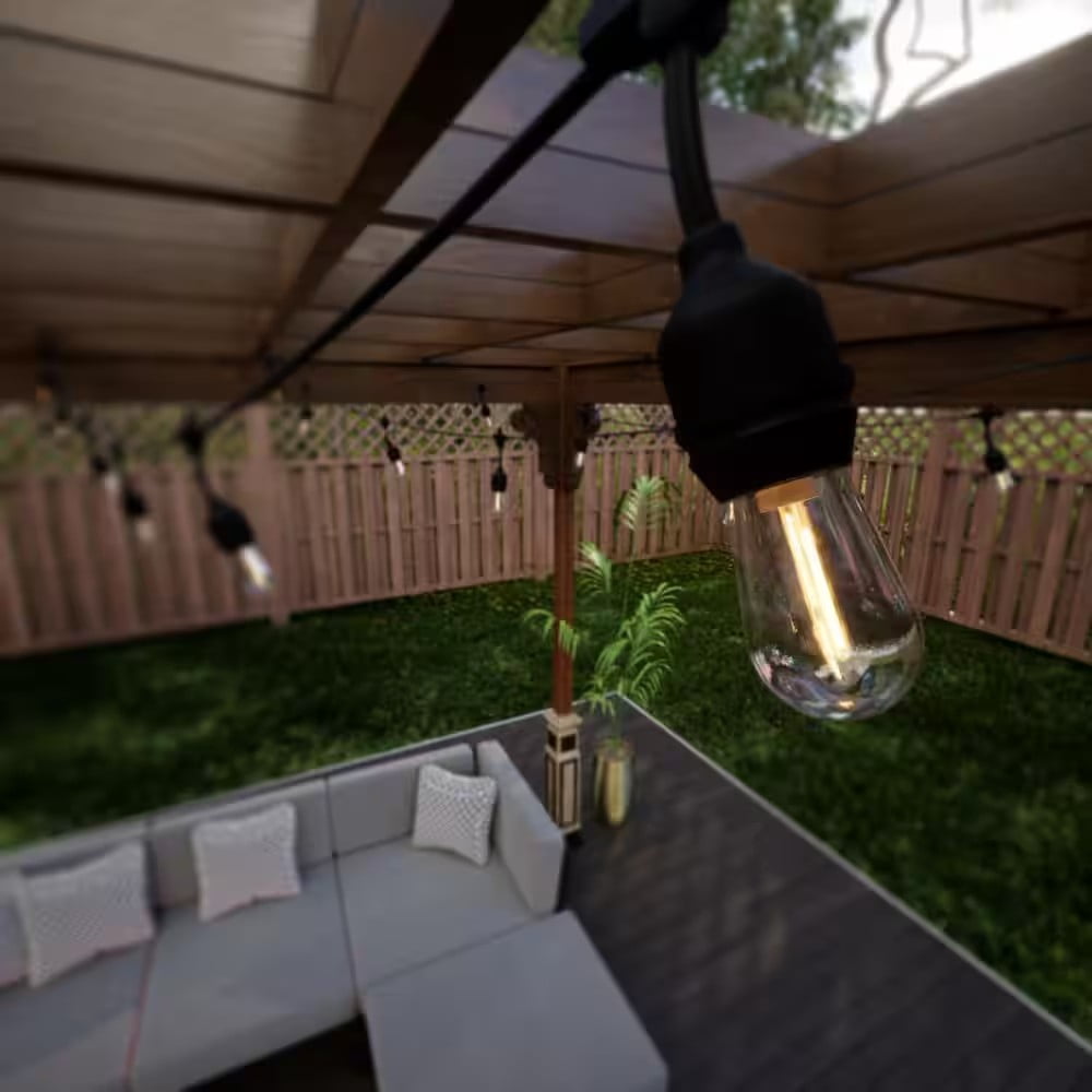 E String Edison 12 Light 24 ft. Indoor/Outdoor Plug-In LED Edison Style String-Light ...