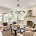 thumbnail image 1 of 12-Light 37.99 in. Rustic Wagon Wheel Chandelier for Bedroom Kitchen Black, 1 of 5