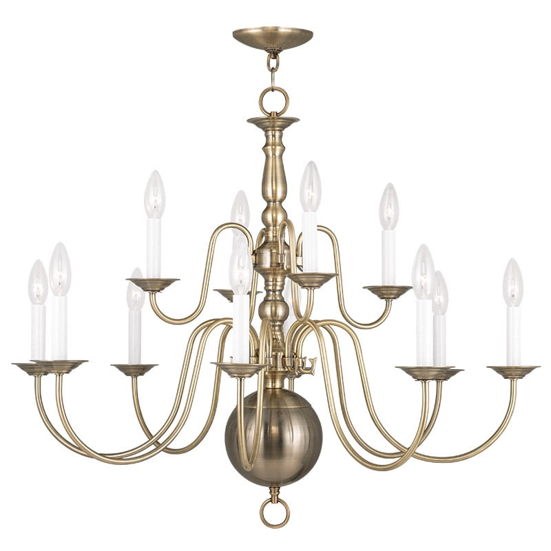 Antique Brass 12-Light Candle Style Chandelier