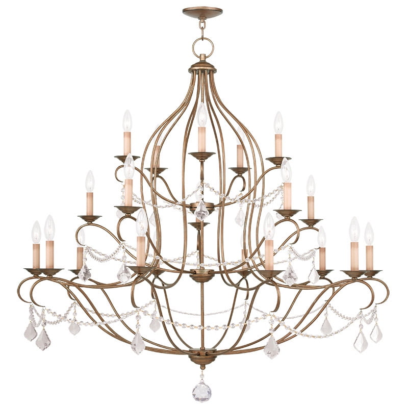 Antique Gold Leaf Crystal 12-Light Traditional Chandelier