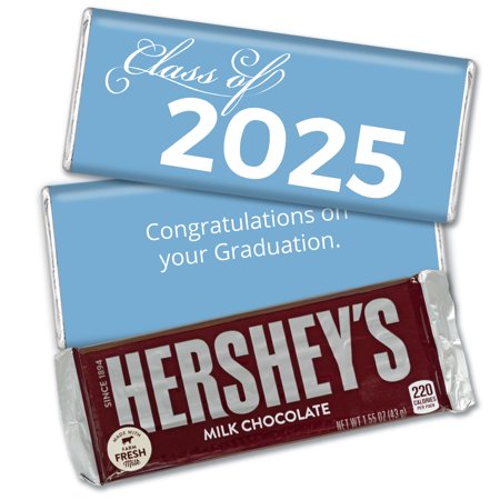 12ct Light Blue Graduation Candy Party Favors Class of 2025 Hershey's Chocolate Bars by Just Candy