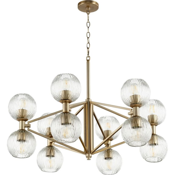 10963-Cyan lighting-Helios - 12 Light Chandelier - 33 Inches Wide by 14 Inches High-Aged Brass Finish    -Traditional Installation