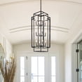 thumbnail image 1 of 12 Light Chandelier,Black Lantern Light Fixtures with Farmhouse Metal Cage Adjustable Height Rustic Geometric Hanging Light E12 Base for Kitchen Island,Entryway,Indoor, 1 of 9
