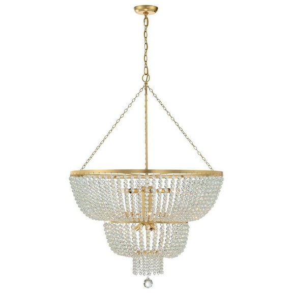 612-GA Crystorama Lighting Rylee - 12 Light Chandelier in Classic Style - 32 Inches Wide by 46 Inches High-Antique Gold Finish