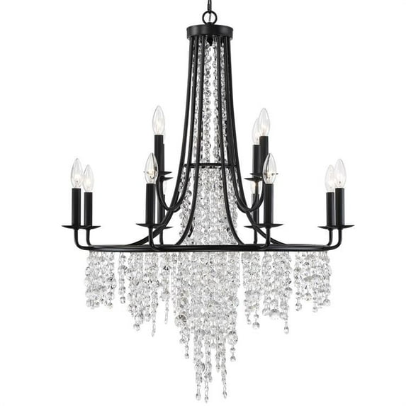 12 Light Chandelier-Matte Black Finish -Traditional Installation Crystorama Lighting Gab-B7312-Mk