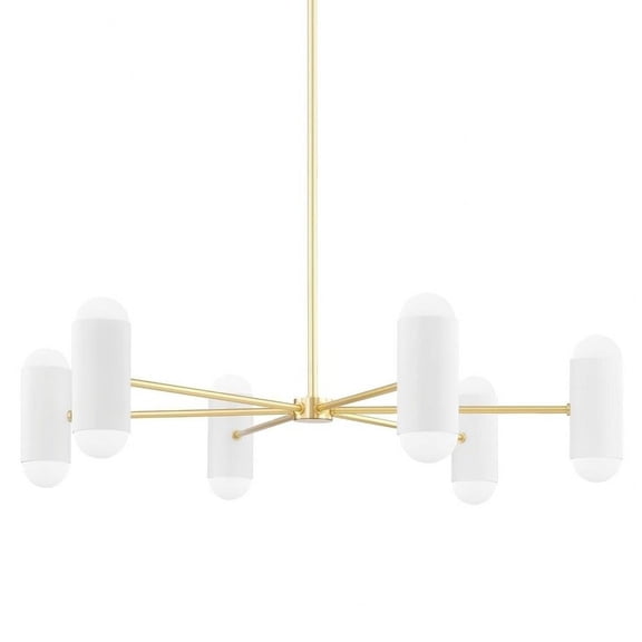 12 Light Chandelier in Contemporary-Futuristic Style 9.5 inches Tall and 40 inches Wide-Aged Brass/Soft White Combo Finish Bailey Street Home