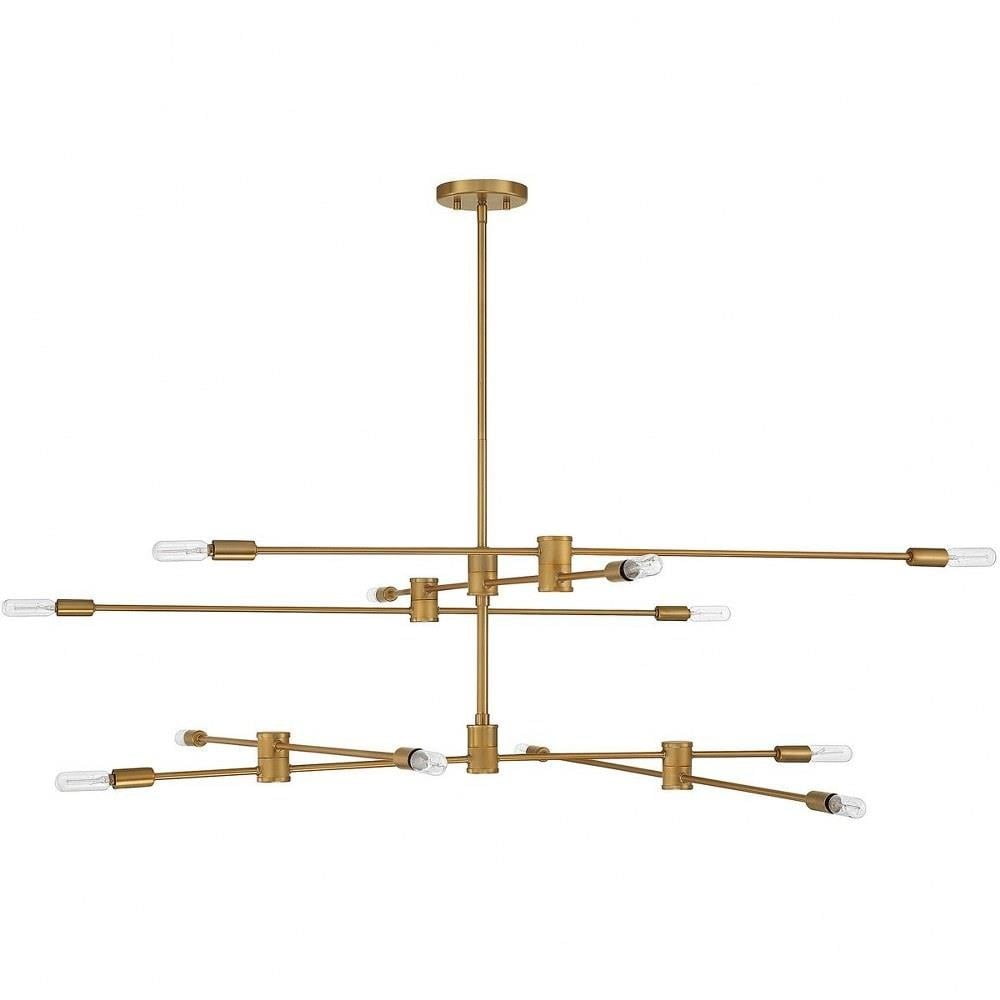 Warm Brass 12-Light Adjustable Sputnik Chandelier