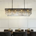 thumbnail image 1 of 12-Light Contemporary Matte Black Rectangular Crystal Chandelier for Dining Room, 1 of 8