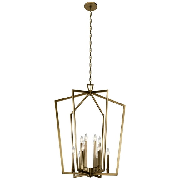 43496NBR-Kichler Lighting-Abbotswell - 12 Light Foyer Chandelier - with Traditional inspirations - 39.25 inches tall by 30 inches wide-Natural Brass