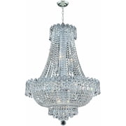 12-Light French Empire Style Chandelier Chrome Finish Raindrop Hanging Light Modern K9 Crystal Pendant Lighting Fixture for Hallway Foyer Dining Room Living Room D20 x H28