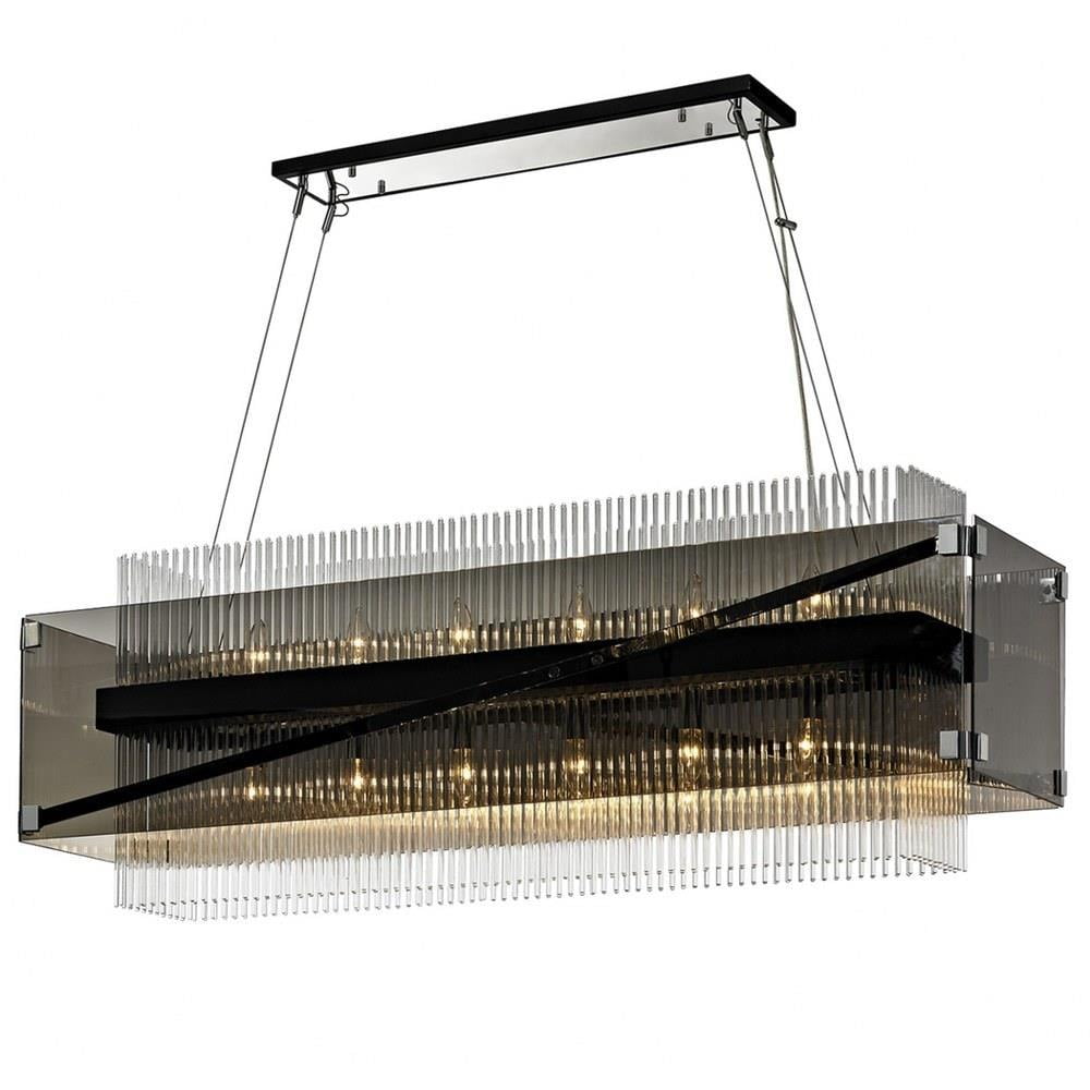 Apollo Dark Bronze and Polished Chrome 12-Light Glass Island Pendant