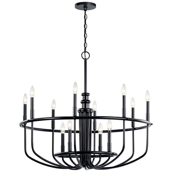 52305BK-Kichler Lighting-Capitol Hill - 12 Light Large Chandelier In Traditional Style-30.75 Inches Tall and 34.75 Inches Wide-Black Finish