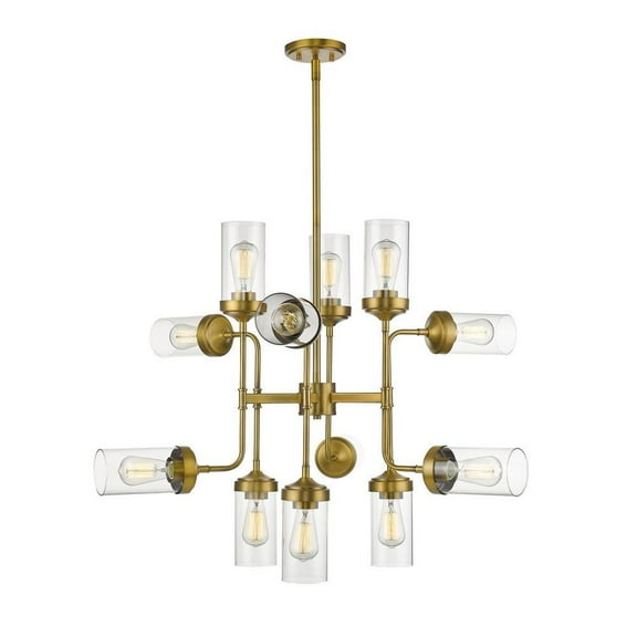 12 Light Pendant in Industrial Style 36 inches Wide By 27.75 inches High-Foundry Brass Finish Bailey Street Home 372-Bel-2750835