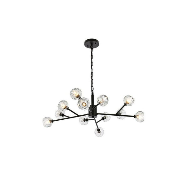 12 Light Pendant in Modern Style-13 inches Tall and 35 inches Wide-Black Finish Bailey Street Home 390-Bel-4973564