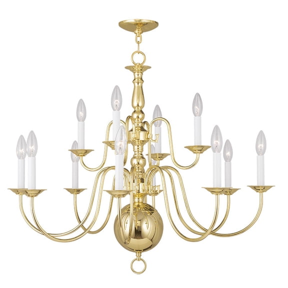 12 Light Polished Brass Chandelier with Steel base material