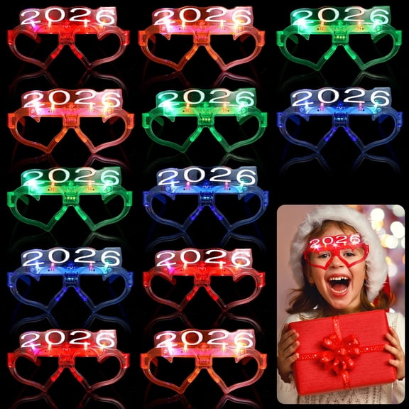 12 Light Up Glasses, Heart-Shaped Flashing Glow In Dark Spectacles, LED Party Favors For Festive Celebration