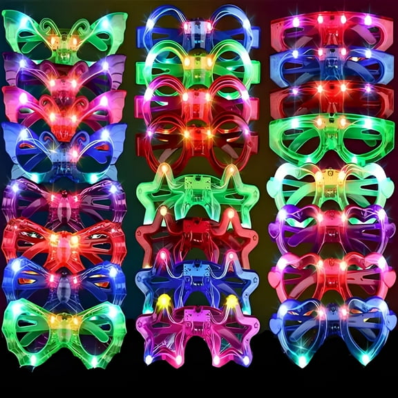 24 Light-Up Glasses Kids Sunglasses LED Flashing Blinking Party Favor Toy