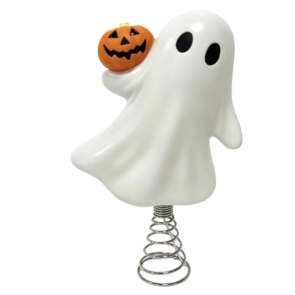 12" Lighted Ghost & Jack-o'-Lantern Tree Topper with Warm White LED Lights by Ashland