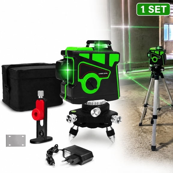 12 Line Green Laser Level with Wall Mount Bracket, Self-Leveling Cross Line Laser Tool for Construction, Tiling, Picture Hanging, Home Renovation