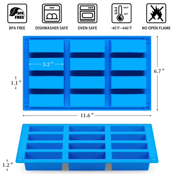 12-Link Chocolate Small Rectangular Molds,Food Grade Silicone Baking ...