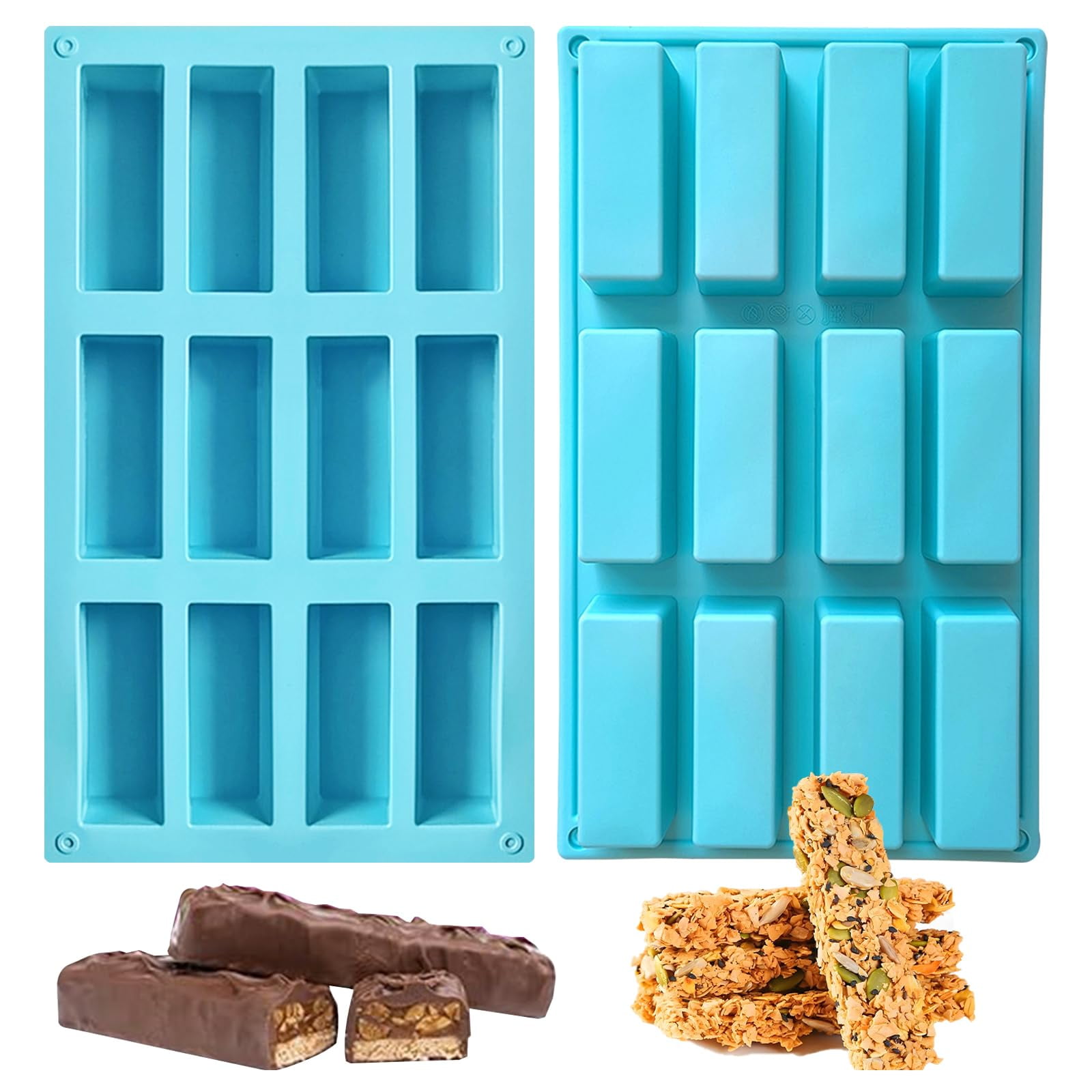 12-Link Chocolate Small Rectangular Molds,Food Grade Silicone Baking ...