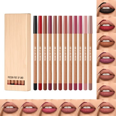 12 Lip Liners Vikudy Walmart Deals! Matte Non Stick Cup 12 Colors of Lipstick Lip Pencil Long Lasting Non Fading Nude Lip Liner Makeup Labial Line Multi-Color Lip Liners