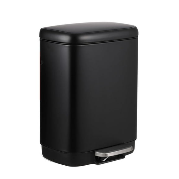 12 Liter 3 Point Two Gallon Stainless Steel Trash Can With Soft Close Lid Fingerprint Resistant Finish Child Proof Step On Pedal For Kitchen And Home Use Black Bin