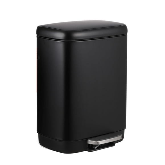 12 Liter 3 Point Two Gallon Stainless Steel Trash Can With Soft Close Lid Fingerprint Resistant Finish Child Proof Step On Pedal For Kitchen And Home Use Black