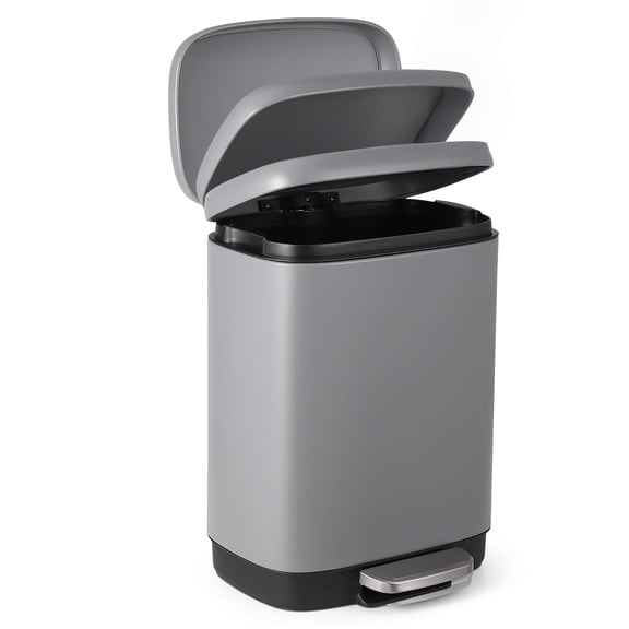 12 Liter 3 Point Two Gallon Stainless Steel Trash Can With Soft Close Lid Fingerprint Resistant Finish Child Proof Step On Pedal For Kitchen And Home Use Gray Bin