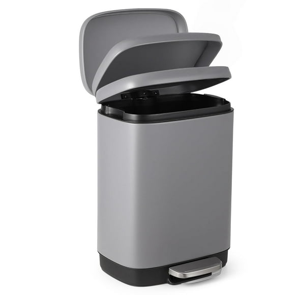 12 Liter 3 Point Two Gallon Stainless Steel Trash Can With Soft Close Lid Fingerprint Resistant Finish Child Proof Step On Pedal For Kitchen And Home Use Gray