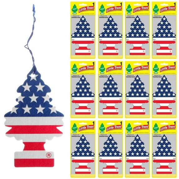 12 Little Trees Vanillaroma Scent Car Air Freshener American Flag Auto Hanging