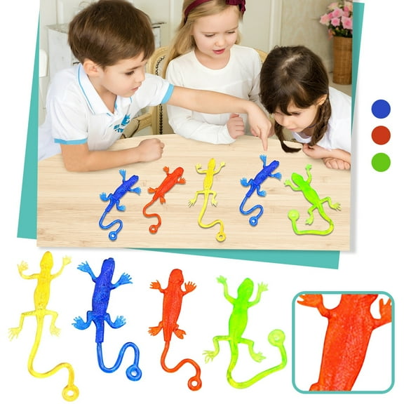 12 Lizard Toys Elastic Rubber Adhesive Sensory Fake Lizards Realistic Article Cute Happy