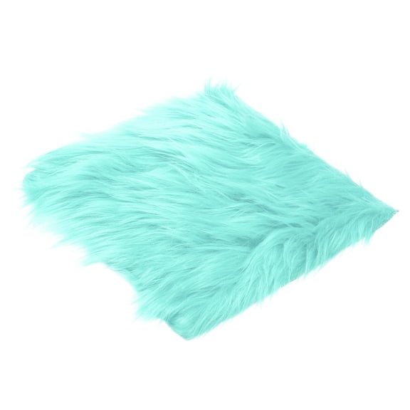 12" Locker Rug, Small Area Rug Mini Faux Fur Rugs Small Locker Carpet Soft Fluffy Tiny Photography Props Square for Nail Photo Tabletop Background Picture Decoration, Cyan Blue