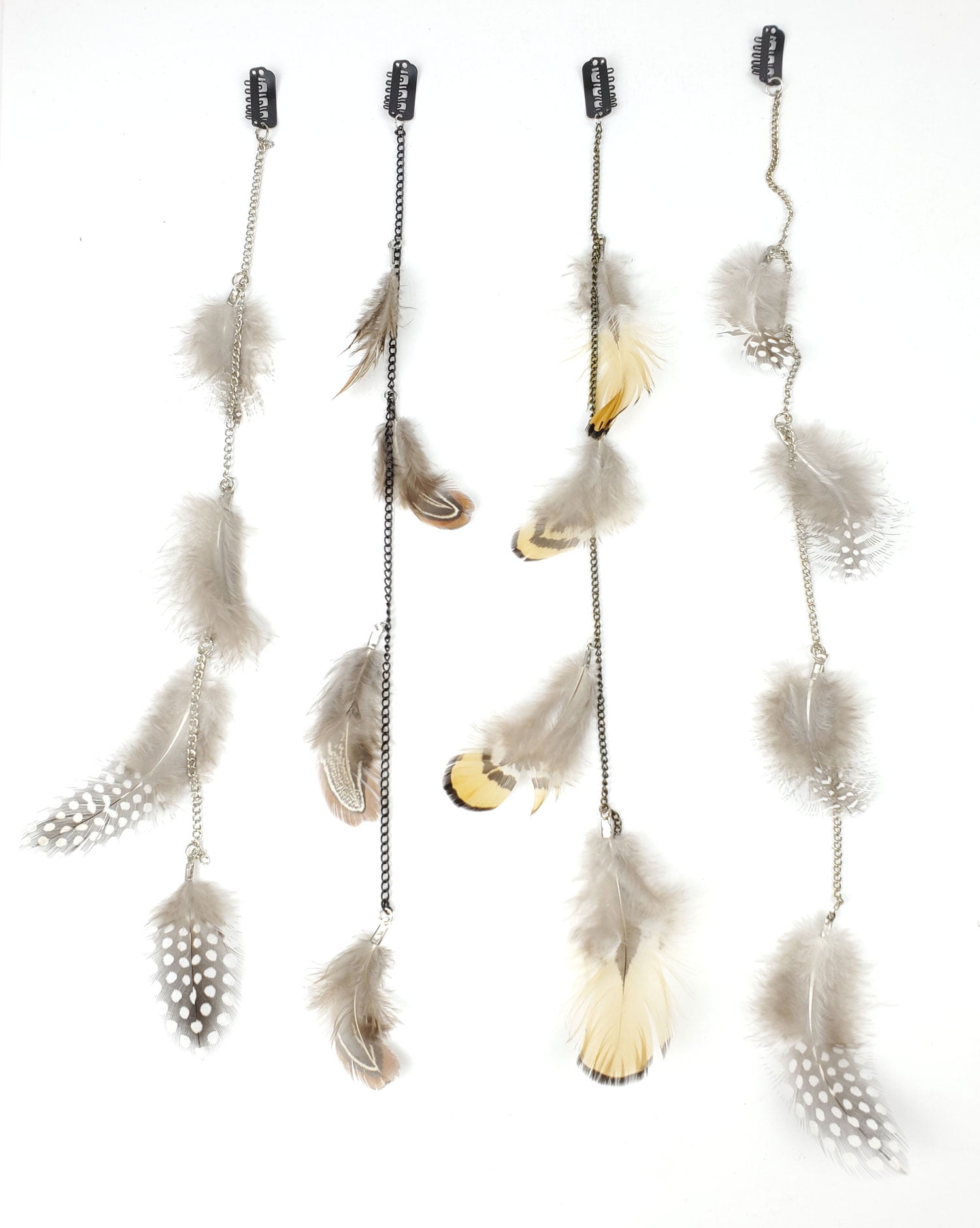 12 Long Feather Extension with Clip On Comb Assorted Feather Hair Clips ...
