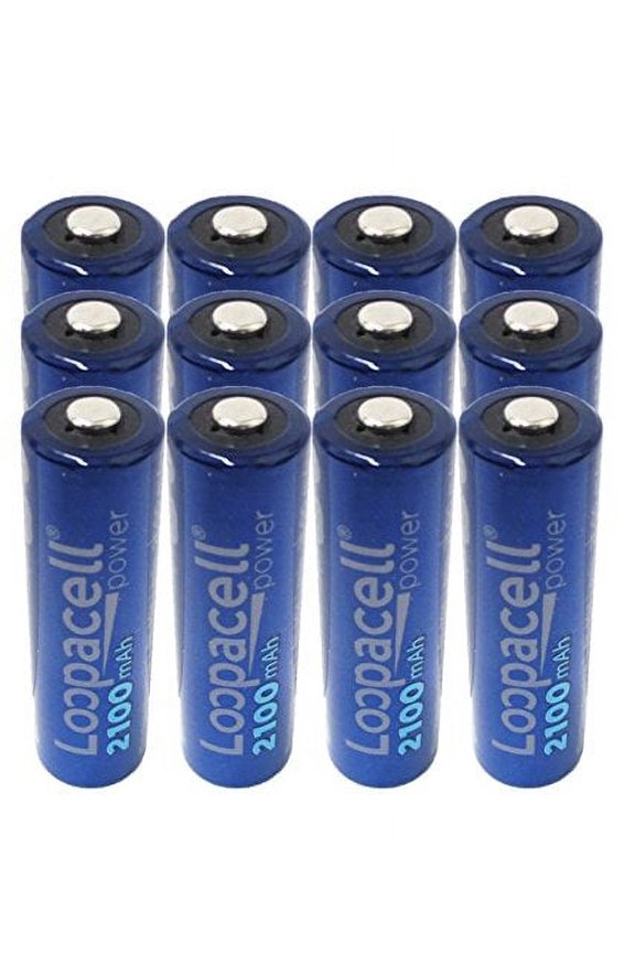 12 Loopacell AA Rechargeable Precharged Ni-MH 1.2V 2100mAh Batteries