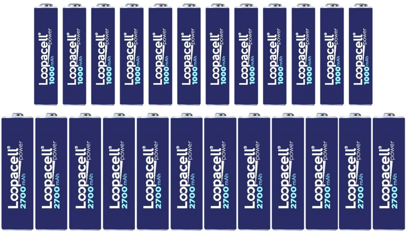 12 Loopacell Rechargeable AA NiMH Batteries and 12 Loopacell AAA Rechargeable NiMH Batteries
