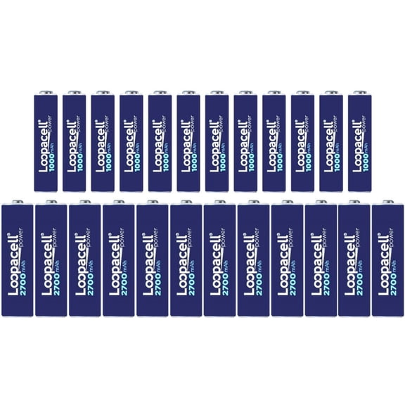 12 Loopacell Rechargeable AA NiMH Batteries and 12 Loopacell AAA Rechargeable NiMH Batteries