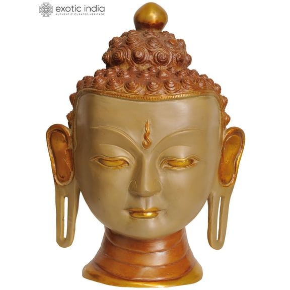 12" Lord Buddha Wall Hanging Mask In Brass | Handmade | Made In India