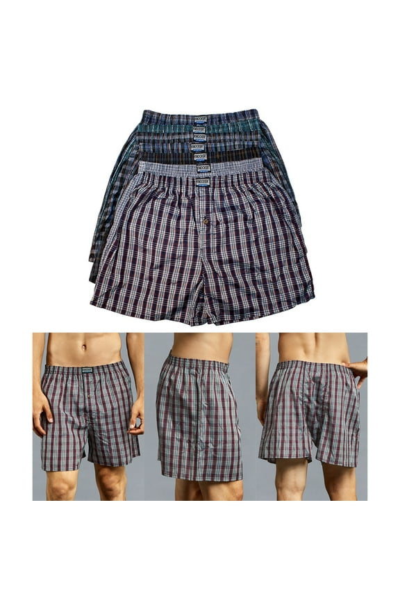 12 Lot Mens Knocker Boxers Trunk Plaid Shorts Underwear Cotton Briefs 3XL 50-52