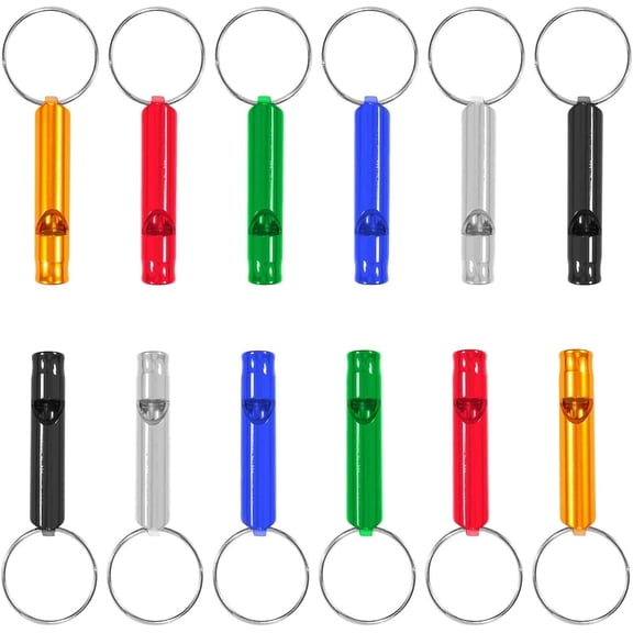 12 Loud Safety Whistles with Keychain - Durable Aluminum Survival Whistle for Outdoor Activities & Emergency Signaling