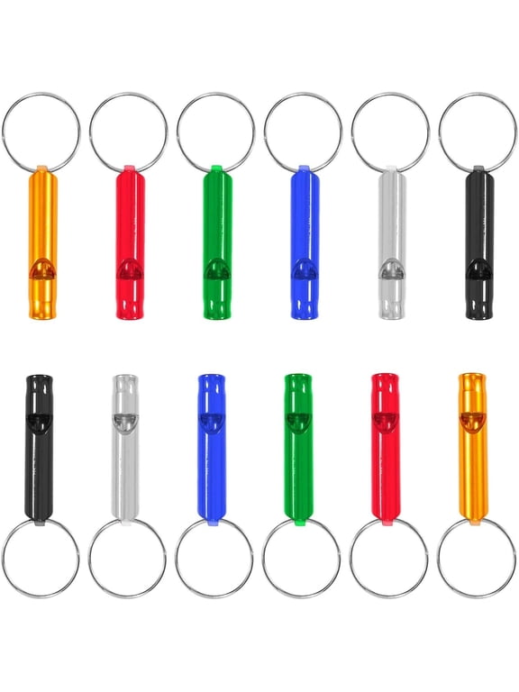 12 Loud Safety Whistles with Keychain - Durable Aluminum Survival Whistle for Outdoor Activities & Emergency Signaling