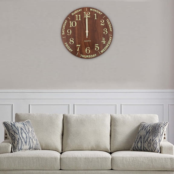 12" Luminous Wall Clock Quartz Silent Hanging Watch Night Light Bedroom Decor (Battery Not Included)