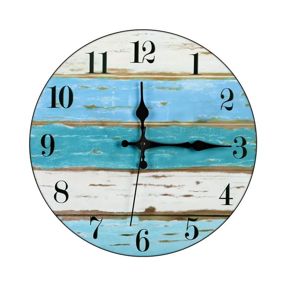 12”MDF Wall Clock - Navy Blue Horizontal Bar