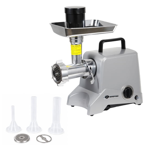 Mossy Oak #12 Electric Meat Grinder & Sausage Stuffer, 2 Stainless Steel Grinding Plates