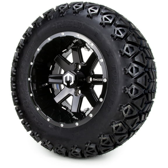 12" MODZ® Assault Black Ball Mill Wheels and All Terrain Tires Combo Set of 4